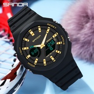 Sanda Women Watch Luxury Fashion Multifunctional Luminous Women Watch Dual Display Sports Watch 6016