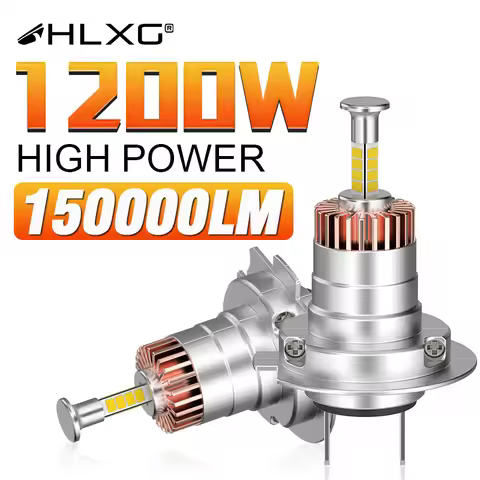 1200W H7 LED Bulbs 360 4 Sided 1:1 150000LM Plug and Play For Moto Hi-Low Thin 9054 CSP Turbo H7 Can