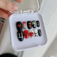 G Dragon nail set, short round nail shape with 3d embossed gel, with glue file