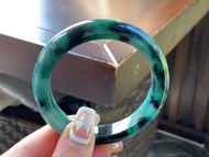 冰種 緬甸翡翠 天然A玉 玉鐲 • 糯冰種花青飄花翡翠福鐲