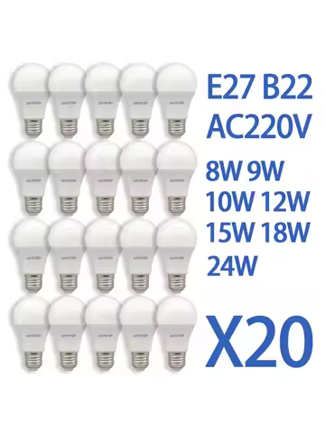 20PCS Led Bulb Lamps A60 A80 E27 B22 AC120V AC220V Light 8W 18W 24W 3000K/4000K/6000K Lamps for Home