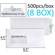 Envelope 4.5" x 9.5" White (Window + Peel & Seal) (500 Pcs/Box)