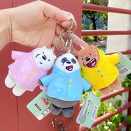 Cute We bare bears Plush key chains raincoat bears Panda Stuffed Doll Keychains Cartoon Grizzly Ice bear Pendant Stuffed Animals Bear Plush Toys