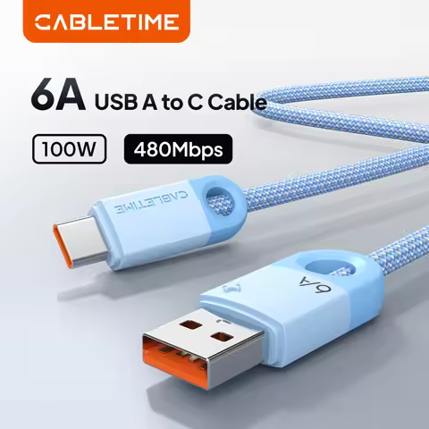 CABLETIME USB C Cable 6A Type C Fast Charging Cable for iPhone Cable 6A USB A to Type C Cable for Hu