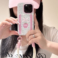 Strawberry Lanyard White Bow Card Holder Soft Case hp Oppo A6 A6X A6S A6 Pro 5G A6 A6X A6S A6 Pro 5G