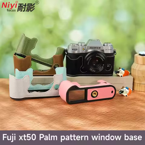 XT50 Camera Half Case Palm Pattern Window Base for Fujifilm X100VI XS20 Fuji X-T50 Camera Body Prote