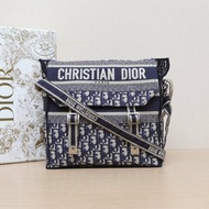 DIOR Diorcamp郵差信使包中號29藍色帆布銀扣2020肩背包