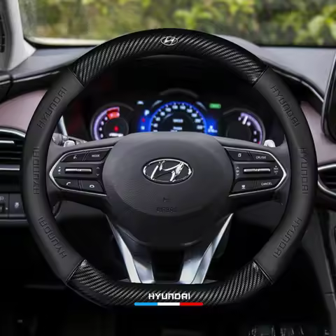 38cm Carbon Fiber Leather Car Styling Steering Wheel Cover Anti-Slip For hyundai i10 i20 i30 i40 ix3