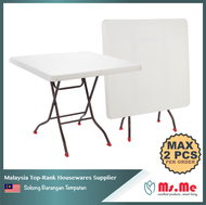 Ms.Me 90cm x 90cm High Quality Furniture Plastic Square Foldable Table Meja Lipat Outdoor Table Stud