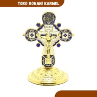 9 CM CATHOLIC SITTING CROSS / TABLE CROSS / CATHOLIC CROSS / METAL CROSS