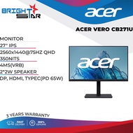 ACER VERO CB271U / 27" IPS / 2560x1440@75HZ QHD / 350NITS /4MS(VRB) / 2*2W SPEAKER / DP, HDMI, TYPEC