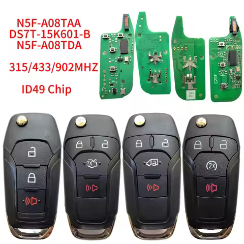 Jingxin 315MHZ N5F-A08TAA /902MHz N5F-A08TDA ID49 Chip Flip Car Remote Key For Ford Escort Transit E