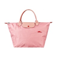 【LONGCHAMP】  LE PLIAGE CLUB奔馬LOGO尼龍短提把拉鍊手提包(中/玫瑰紅x粉紅)#新春精品