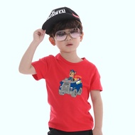 T-ShirtCute Paw Patrol Chase Cartoon 100% Cotton Short Sleeve Crew Neck T-Shirt for Kids in 8 Colors