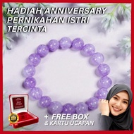 UNGU WEARMOURA Wedding Anniversary Gift for Wife Purple Jade Bracelet/ + Exclusive Box & Greeting Ca