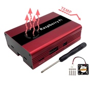 Premium Raspberry Pi Case Aluminum with Fan for Raspberry Pi 3B+/3/2B (Red)