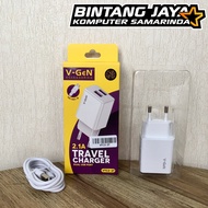 V-Gen VTC2-27 2.1A Dual Port USB Travel Charger Adapter