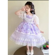 UNGU (AGE 4,5,7,8TH) YNJG- D724-PURPLE FLOWER LOLITA DRESS