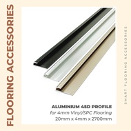 2700mm Long Aluminium 45D Profile for Vinyl Flooring &amp; SPC Flooring (A4) 4mm Panel