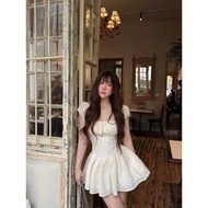 D78 BIGSIZE SHORT SQUARE NECK DRESS