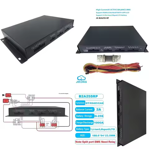 JK B2A25SRP BMS Jikong 2A Active Balance LTO Lithium Lifepo4 3S-25S 9V-75V 300A Discharging Rate 600
