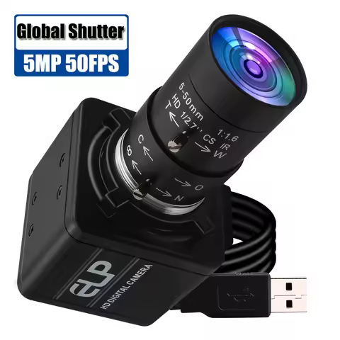 ELP 50FPS 5MP Global Shutter Camera Varifocal CS Lens Zoom Webcam 1080P 60FPS High Speed Motion Came