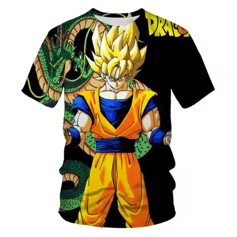 Dragon Ball Z Super Saiyan Goku Shenron 3D Printed T-Shirt Summer Casual Anime Tee Adult and childre