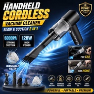 Handheld Cordless Vacuum Cleaner 6000PA 120W Wireless Portable Mini Vacuum Sedut Kereta Rumah Blow &