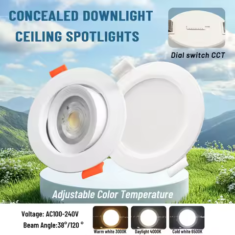 10pcs CCT Spot Downlight Recessed LED Ceiling Light 3 Color Adjusted AC100-240V Dial Swich 3000K/400