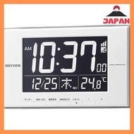 [Direct from Japan][Brand New]Rhythm (RHYTHM) Alarm clock, electric wave clock, thermometer, calendar, LED light type, white 12x19.4x2.1cm 8RZ209SR03