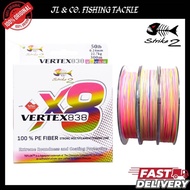 STRIKE 2 VERTEX838 X8 100% PE FIBER MULTICOLOR 300M FISHING BRAID LINE
