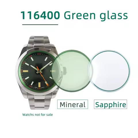 ‌Green Watch Glass 32.65x1.8mm Flat Slot Mineral / Sapphire Glass‌ for Rolex Milgauss 116400 Green W