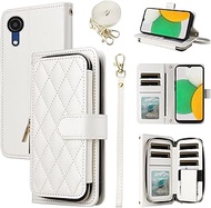 Argyle Wallet Case for Samsung Galaxy A03 with Wrist Strap Shoulder Strap, 9+ Card Slots Zipper Purs