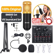 BM 800 Mic with Free Earphones Microphone Condenser V8 Sound Card Recording For Radio Braodcasting S