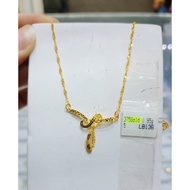 EMAS 375 RANTAI LEHER CHOKER 45cm PADAT 375 GOLD NECKLACE SET