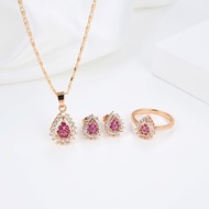 HYL JEWELRY 4pcs kalung Titaniun dan anting berlian wanita hadiah kelas atas untuk teman 18K Set Per