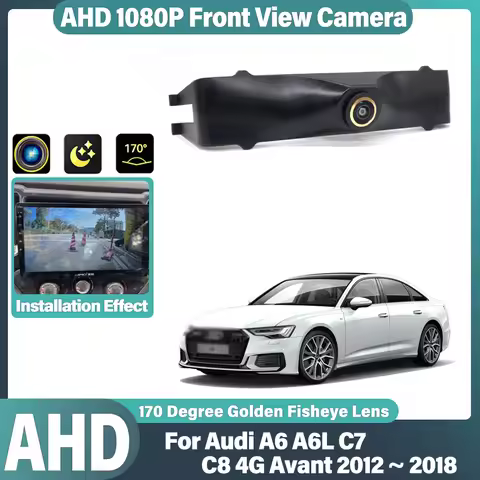AHD Golden Lens Car Front View Camera Night Vision Waterproof Front Grille Camera For Audi A6 A6L C7