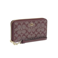 [COACH] Wallet Women Long Wallet Outlet Zipper Leather Strap Brand LONG ZIPAROUND (WINE MULTI/RED)