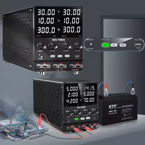 Power NICE-Power Bench Supply NICE-Power Dual Lab Power Supply 30V 10A Adjustable 3 Channel 60V 120V