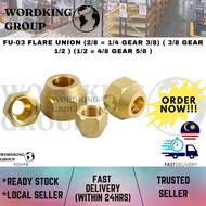 FU-03 FLARE UNION (2/8 = 1/4 GEAR 3/8) ( 3/8 GEAR 1/2 ) (1/2 = 4/8 GEAR 5/8 ) (FCU-FN)