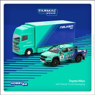 TOYOTA HILUX AXCR 2017 w/ TRANSPORTER FALKEN TARMAC HOBBY64 1/64 MODEL CAR