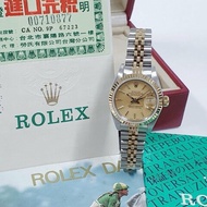 【大眾名錶】ROLEX 勞力士 69173 Datejust 蠔式日誌 女錶半金款 金色直條紋面盤 錶徑26mm 大眾名錶B1107