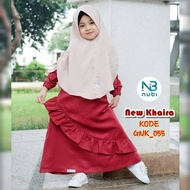 GNK - 055 BALOTELLI GIRLS' GAMIS SET MAROON EMBOSED NEW KHAIRA ORY NUBI