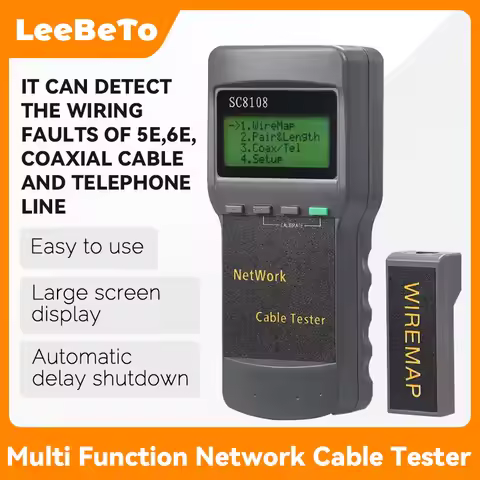 SC8108 Portable LCD Network Tester Meter&LAN Phone Cable Tester & Meter with LCD Display RJ45