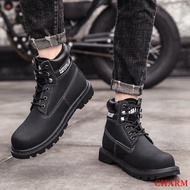 [High Quality] Caterpillar Steel Toe Safety Shoes Men's Plain Color Drop Resistant Waterproof Work Boots