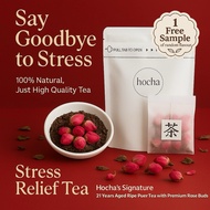 Hocha Stress Relief Tea | 21 Years Aged Puer + Premium Rose | Calm, Relax & De-Bloat | 10 Teabags | 