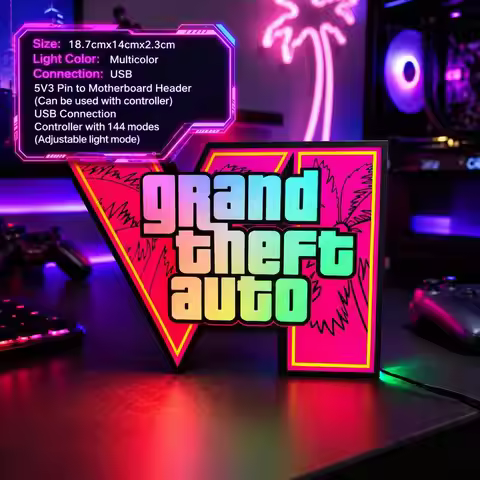 2026 New GTA 6 Horizon Ambient Light USB Cool Desktop & PC Case Decoration Ornament ARGB Faith Light