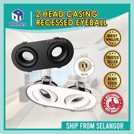 Anti Glare Double Head Eyeball Casing GU10 360˚ Adjust Degree Spotlight Die-Cast Recessed Eyeball
