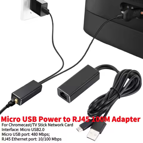 Micro USB Power to RJ45 100Mbps Ethernet Adapter for Fire TV Stick Google Home Mini Chromecast Gen 2