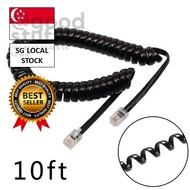 [SG FREE 🚚] 3meters Telephone Handset Phone Extension Cord Curly Coiled Cable Spring Wire
